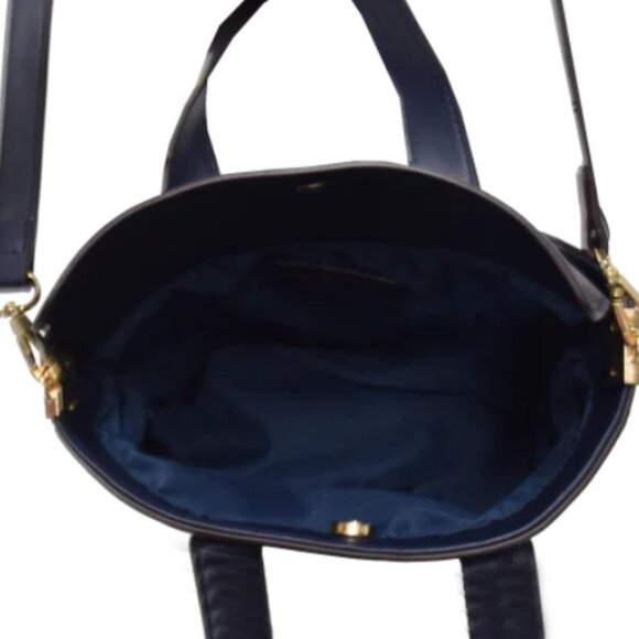 Adrienne Vittadini Blue Croc-Pattern Satchel - Picture 3 of 6